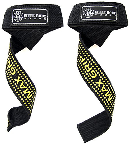 Elite Body Squad Pro Weight Lifting Straps Lifting Straps With Neoprene Padded Wrist Support + Double Stitched 100% Cotton – 60cm Long Heavy Duty Wrist Straps For Weight TraininG