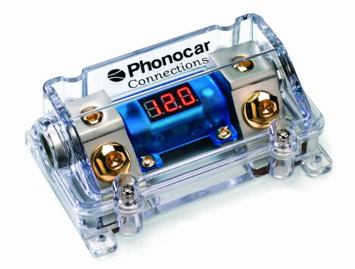 Phonocar 4/490 Sicherungshalter für Maxi Lame-Sicherungen mit Voltmeter EIN/aus, 50 mm², Mehrfarbig