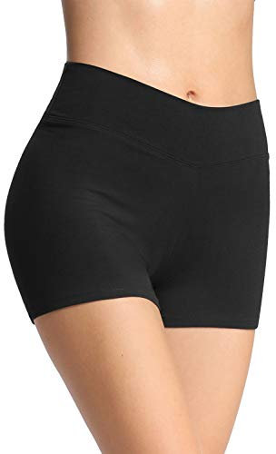4How Damen Tights Shorts Sport Kurze Hosen Radlerhose Laufshorts Fitness Yoga Tanzen Shorts Sportshorts Hotpants Sommer Unterrock Kleid Schwarz M
