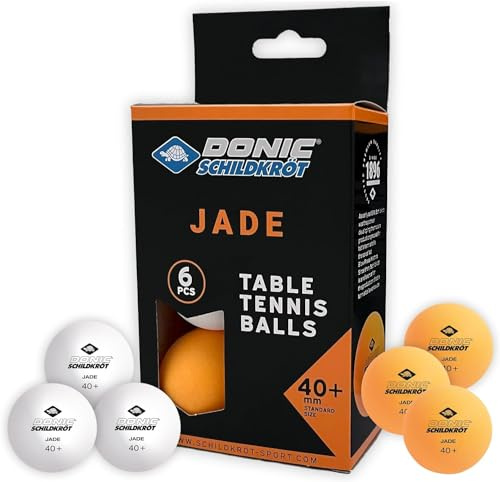 Schildkröt 608509 Unisex – vuxen Donic bordtennisboll jade, poly 40 kvalitet, 6 st. i blister, 3 x, 3 x vit/3 x orange, en storlek