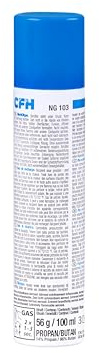 CFH Nachfüllgas NG 103 - Inhalt 100 ml, 86% Butan/14% Propan, Nachfüllen von Anzündern, Feuerzeugen und Gaslötgeräten, Verschiedene Adaptereinsätze zum Befüllen