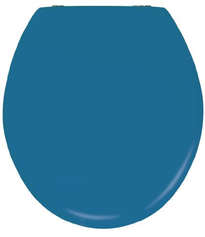 Wenko 20075100 WC-Sitz Prima - Spülkasten geeignet, rostfreie Edelstahlbefestigung, MDF, blau matt