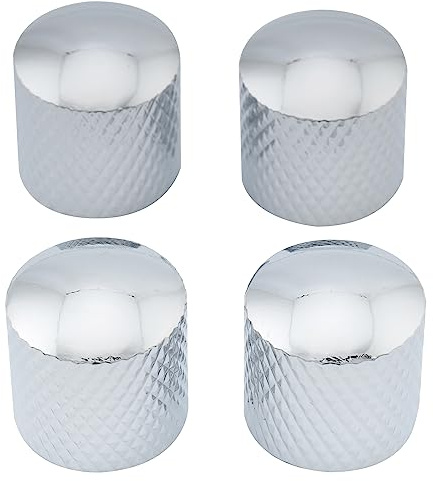 Musiclily Basic Metrisch Gitarre Potiknöpfe Dome Knobs Chrom 4 Stück | Stahl,18 Zähne,Volume Tone, 18x18mm, für Squier Tele Style E-Gitarren oder Bass