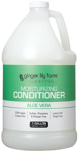 Ginger Lily Farms Club & Fitness Moisturizing Conditioner for Dry Hair, 100% Vegan & Cruelty-Free, Aloe Vera Scent, 1 Gallon (128 fl oz) Refill, white