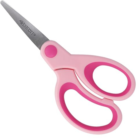 Westcott E-21582 00 Softgrip barnsax med spets för högerhänta, 13 cm, rosa