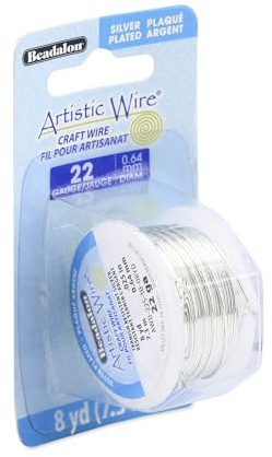Artistic Wire, 22 Gauge Silver Plated Tarnish Resistant Colored Copper Craft Wire, Tarnish Resistant Silver, 8 yd