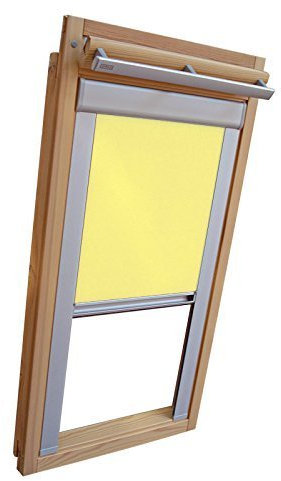 Hochwertiges Verdunkelungsrollo Rollo mit Seitenschienen für Velux DKL/DKU-EP GGU,GPU,GHU,GTU FK06 gelb // Verdunkelungsrollo/Verdunkelungs-Rollo/Fensterrollo