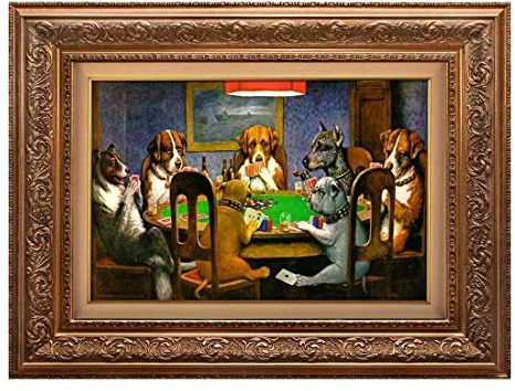 Creative 3D Visual Effect Wall Mural - A Friend in Need (Dogs Playing Poker) by C.M. Coolidge - Peel & Stick Wall Decor - 24x32