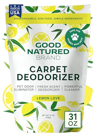 Good Natured Brand | Carpet Deodorizer & Freshener Powder | 31 oz Pet Odor Eliminator for Strong Odor & Pet Urine | Fresh Natural Lemon Scent | Safe for Homes with Pets