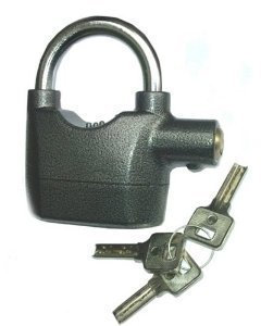 Padlock Security Alarm with 110 Db Siren Auto Stop & Reset Heavy Duty Durable Steel 9mm Lock Bar Ideal for Garden Sheds, Garages, Gates, Carvans, Bicycles, Motor Bikes