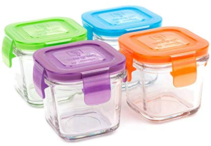 Wean Green Cubes Wean Jardin Sets de Conteneurs Alimentaires en Verre , 120 ml (4 oz) (Lot de 4)