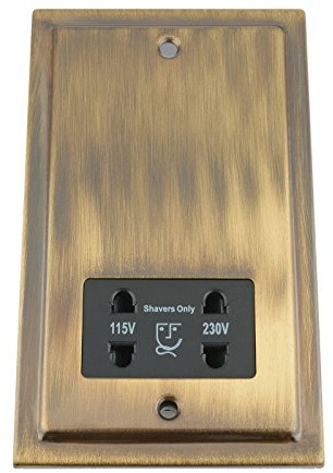 Shaver Socket Dual Voltage 115V/ 230V - Victorian - Antique Brass