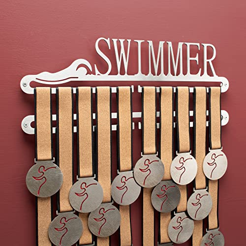 Schwimmen Medaillenaufhänger - Swimming Medaillen Display Gebürsteter Edelstahl - Schwimmer Medaillenhaken - Swimmer Medal display holder