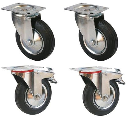 4 Stück Lenkrollen Transportrollen 75mm Rollen Möbelrollen mit Bremse Laufrollen Schwerlastrollen Transportrolle 50 kg
