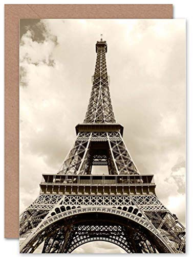 Wee Blue Coo Eiffelturm Sepia Paris Frankreich Reisen Ikonisches Denkmal Weihnachtskarte