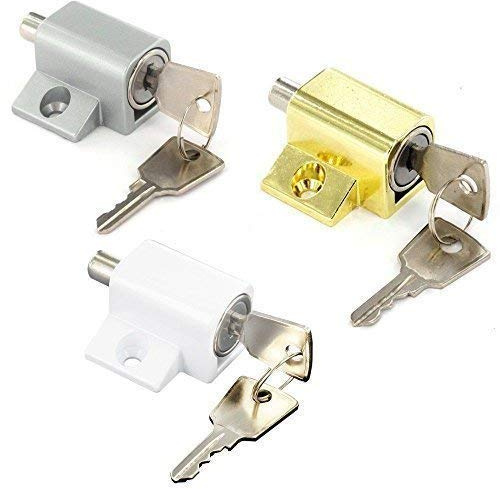 IRONMONGERY WORLD® Sliding Patio Door Window Additional Security Bolt Locking Catch Push Lock (White)
