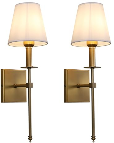 Yosoan Wandleuchte Wandlampe Einfache Moderne Kreative Wandleuchte mit Stoffschirme für Küche/Esszimmer/Schlafzimmer/Café/Bar/Club (2 Stück antike Farbe)