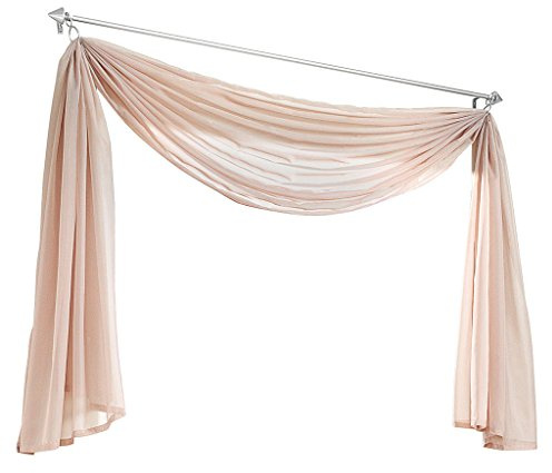 Olivia's Stylism Boutique Querbehang Deko Gardinen aus transparentem Voile Schals H*B 600 * 145cm Sand