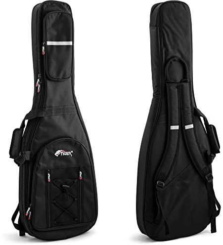 TIGER GGB42-EL Custodia imbottita di alta qualità per chitarra elettrica con maniglia e tracolla. Imbottitura protettiva in schiuma EPE da 18mm - colore nero