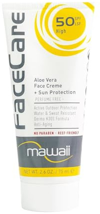 Mawaii Sonnenschutz Sport & Surfing Gesichtscreme – Aloe Vera wasserfeste und schweißresistente Sonnencreme, ideal für Wassersport und Outdoor-Sportarten - 75 ml, 20 Sonnenschutzfaktor (SPF)