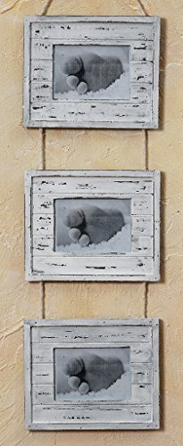 levandeo Bilderrahmen aus Holz für 3 Fotos zum Aufängen Vintage Shabby Chic Style Landhausstil - Collage gewischt Fotorahmen