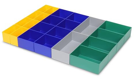 1a-TopStore 22-tlg. Schubladen-Einsatzkästen-Set für Schubladen, 63 mm hoch, Set Nr. 2, 600x440x63 mm (LxBxH)