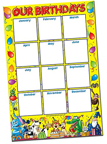 Class Birthdays Calendar Childrens Pupils School Classroom Display Wall Poster A2 Primary Teaching Services