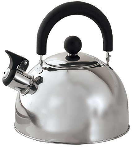 Stainless Steel Whistling Tea Kettle, Made of 100% Durable Stainless Steel, Flip Top Spout, Light Handle – Holds 2 Quarts, by Home-Style Kitchen
