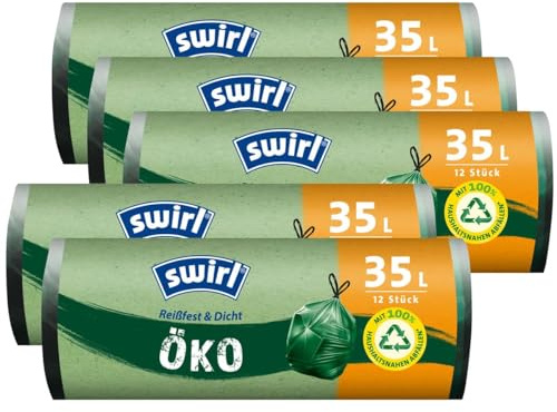 Swirl Öko Müllbeutel 35L 12 stk./ Rolle mit Zugband (5er Pack)