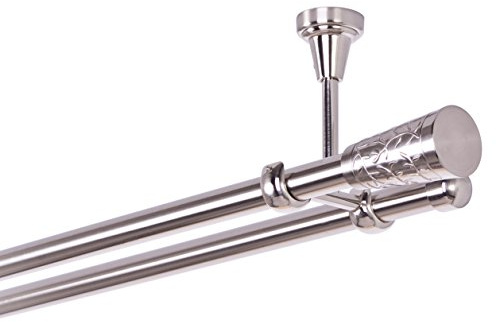MDEKOR Gardinenstange 19 mm 2-Läufig Deckenbefestigung Edelstahloptik Metall Neu (180)