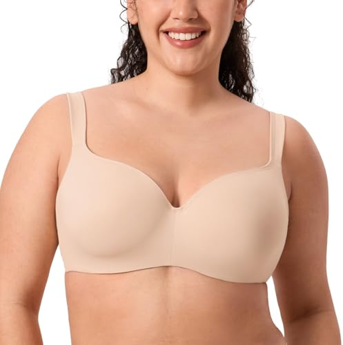 DELIMIRA Women's Balconette Full Coverage Bras Beige 42DD