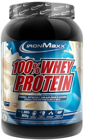 IronMaxx 100% Whey Protein Pulver 900g - Neutral | Cremiger Eiweißshake mit BCAAs & EAAs | High Protein, Low Carb & zuckerarm | Ideal für Muskelaufbau & Fitness
