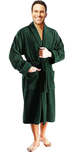 Star and Stripes Bottle Green Terry Towel 100% Cotton Bathrobes in L/XL