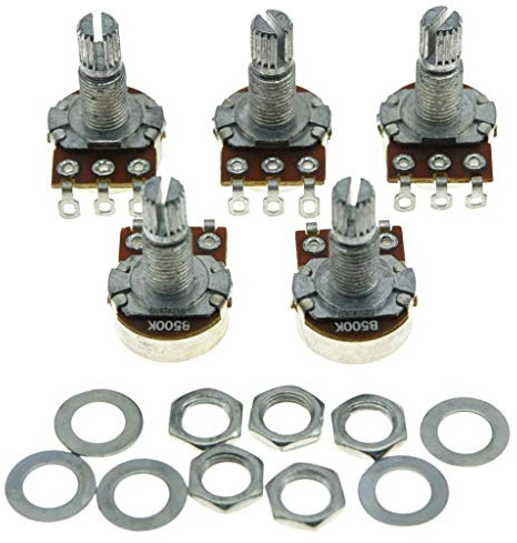 KAISH Linear B500K E-Gitarre, Mini-Potentiometer, 16 mm, langer geteilter Schaft, 500 K Potentiometer, 5 Stück