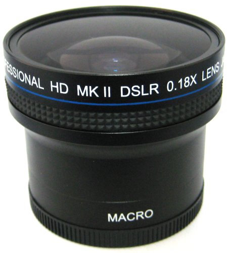 Zeikos ZE-1858F 52/58mm 0.18X high definition Super Fisheye lens with Macro attachment, includes lens pouch and cap covers (Life Time Warranty)