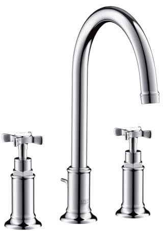 AXOR Montreux 3-Loch Waschtischarmatur, Komfort-Höhe 180mm mit Zugstangen-Ablaufgarnitur, Chrom