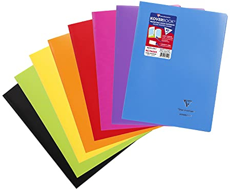 Clairefontaine 971511C Heft Koverbook (DIN A4, 21 x 29,7 cm, liniert mit Rand, 48 Blatt, blickdicht) 1 Stück farbig sortiert
