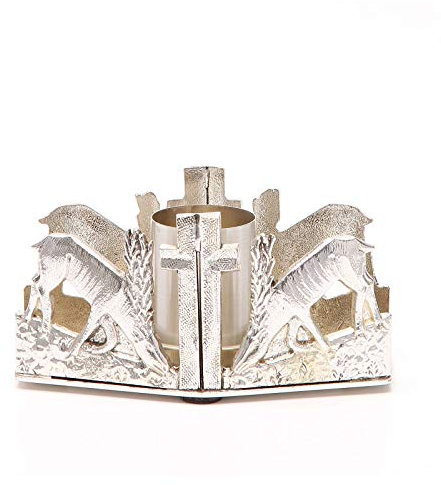 Holyart Kerzenhalter silbrige Bronze Hirsche an die Quelle