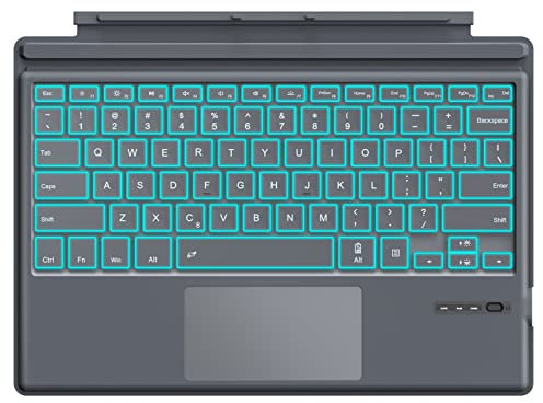 MoKo Teclado Inalámbrico Bluetooth para Microsoft Surface Pro 7 Plus/Pro 7/Pro 6/Pro 5/Pro 4/Pro 3 Tableta, Teclado Delgado QWERTY US Internacional con Panel Táctil & Retroiluminación 7 Colores, Gris