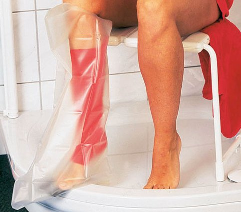 AQUASTOP - Oberschenkel Kinder (64 cm) - wiederverwendbarer wasserdichter Überzug für Verband und Gips - Duschschutz Gipsschutz Verbandschutz wasserdicht durchsichtig Wasserschutz Bein