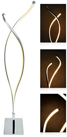 LED Universum LED Tischlampe Lilly: aus Aluminium in Hochglanz-Chrom-Optik und opalem Kunststoff, 9W, warmweiß (3000K), 47 x 12 x 12 cm, für Wohn- & Schlafzimmer, Büro