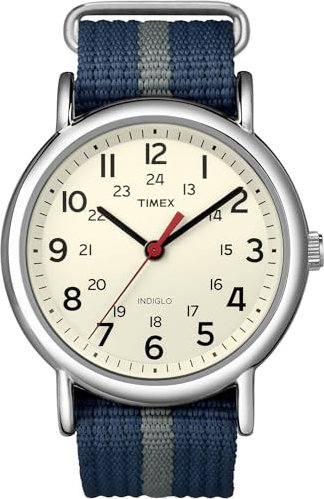 Timex Unisex Watch T2N654PF with Cream Dial and Grey Nylon Strap