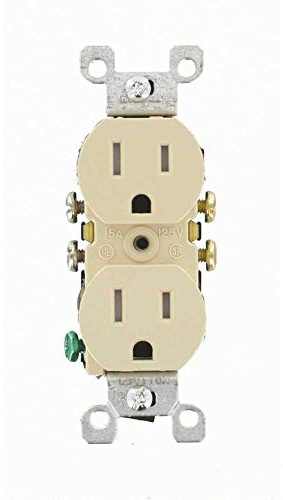 Leviton T5320-I 15A 125V Tamper Resistant, Duplex Receptacle, Residential Grade, Grounding, Ivory (10 Pack)