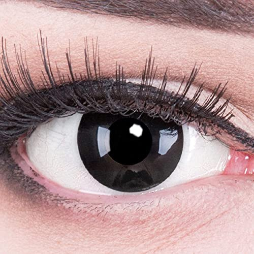 Farbige Kontaktlinsen 1 Paar schwarze Black Out 1 Paar Schwarz - Topqualität zu Halloween, Fasching, Fastnacht, Karneval Halloween gratis Kontaktlinsenbehälter ohne Stärke
