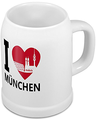 digital print Bierkrug mit Stadtnamen München - Design stilvollem I Love München - Städte-Tasse, Becher, Maßkrug