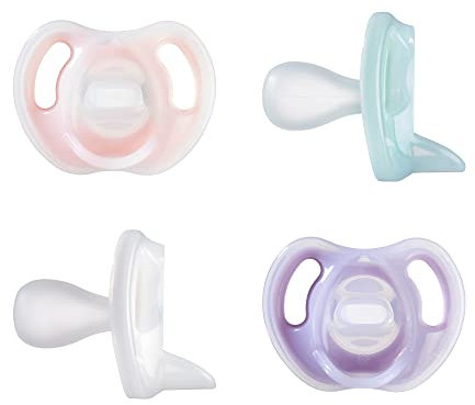 Tommee Tippee Ultra-light Dummies, 0-6 months, 4 pack of one piece silicone, BPA free Dummies