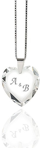 Damen Halskette 925 Sterling Silber mit SWAROVSKI ELEMENTS Herz individuell gestalten