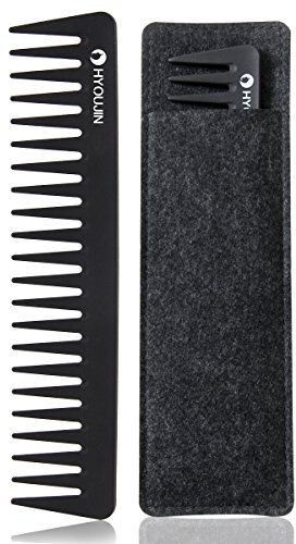 HYOUJIN 601 Black Carbon Wide Tooth Comb Detangling Comb Detangler Hair Comb for Long Wet hair Hair Straighten Curly Hair 230℃ Heat Resistan