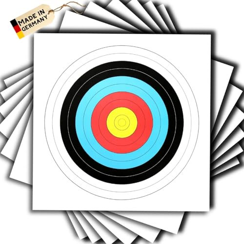 20 Stück Zielscheibenauflage nach FITA Abmaßen - Ø 80cm - Bogenschießen Zielscheibe Auflage 80x80 cm - 10 Ring Zielpapier für Jagd & Training Schießen