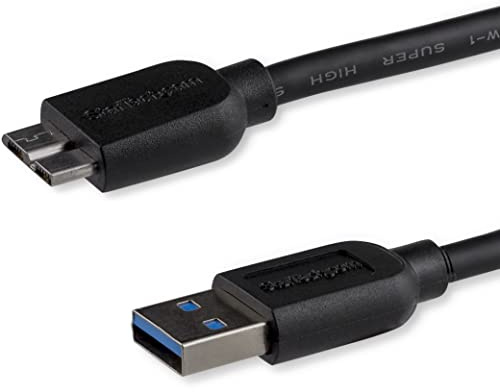 StarTech.com 50cm schlankes SuperSpeed USB 3.0 A auf Micro B Kabel, St/St, USB 3.0 Anschlusskabel, Schwarz